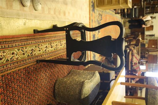 A pair of 1920s chinoiserie lacquer dining chairs